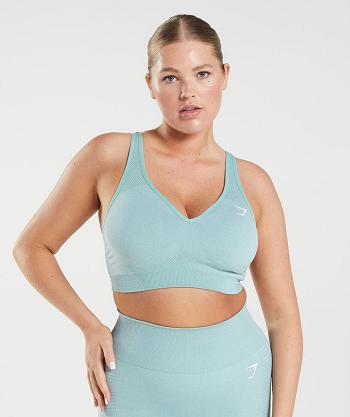 Sujetadores Deportivos Gymshark Vital Seamless 2.0 V Neck Mujer Azules | CO 2114HAP